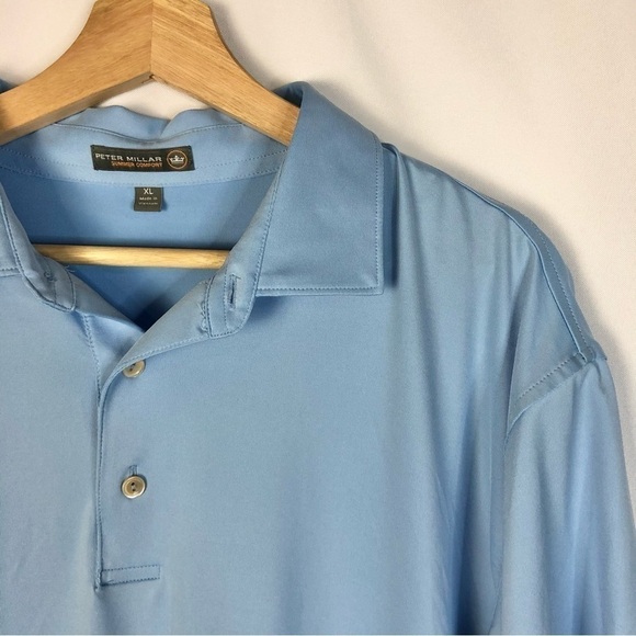 Peter Millar Light Blue Short Sleeve Golf Athletic Polo XL - Picture 3 of 5